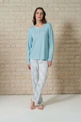 Gd Goldoremi 1722 Kadın Uzun Kollu Çiçek Desenli Pijama Takım