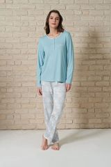 Gd Goldoremi 1722 Kadın Uzun Kollu Çiçek Desenli Pijama Takım