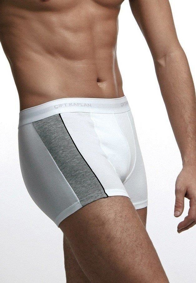 Çift Kaplan 850 Erkek Biyeli Elastanlı Boxer Beyaz - M