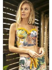 Anıl 4157 Kadın Yaprak Desenli Viskon Büstiyer Pijama Takım