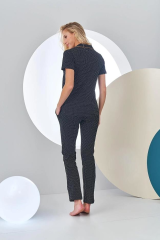 Pjs 24213 Kadın Puantiyeli Düğmeli Pijama Takım