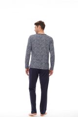 Pijadore 1535 Erkek Lacivert Uzun Kollu Pijama Takım