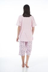 Estiva 22071 Kadın Viskon Kısa Kollu Kaprili Pijama Takım