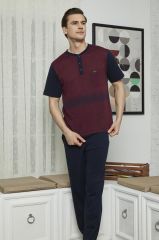 KLY 7615 Erkek Midi Yaka 3'lü Pijama Takımı