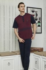 KLY 7615 Erkek Midi Yaka 3'lü Pijama Takımı