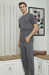 KLY 7615 Erkek Midi Yaka 3'lü Pijama Takımı