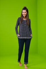 Pjs 23197 Kadın Patlı Uzun Kollu Pijama Takım