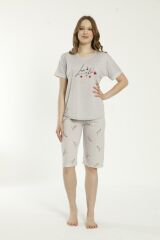 Estiva 22069 Kadın Viskon Kısa Kollu Kaprili Pijama Takımı