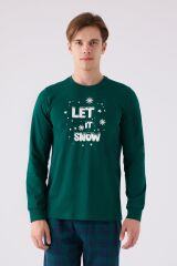 Arnetta 3131 Noel Erkek Let İt Snow Yeşil Uzun Kol Pijama Takım