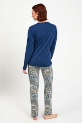 Pierre Cardin 8447 Mavisi Uzun Kol Pijama Takım