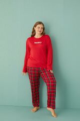Gd Goldoremi 50802-2 Büyük Beden Kadın Honey Milan Kumaş Pijama Takım