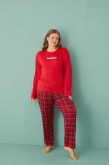 Gd Goldoremi 50802-2 Büyük Beden Kadın Honey Milan Kumaş Pijama Takım