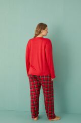 Gd Goldoremi 50802-2 Büyük Beden Kadın Honey Milan Kumaş Pijama Takım