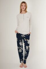 Pierre Cardin 8725 Flowering Kadın Uzun Kol Pijama Takım
