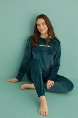 Gd Goldoremi 13164-6 Kadın Hello Sunday Kadife Pijama Takım