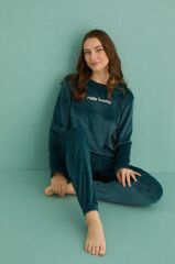 Gd Goldoremi 13164-6 Kadın Hello Sunday Kadife Pijama Takım