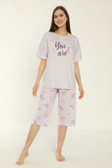 Estiva 22073 Kadın Viskon Kısa Kollu Kaprili Pijama Takımı