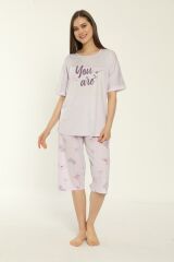 Estiva 22073 Kadın Viskon Kısa Kollu Kaprili Pijama Takımı