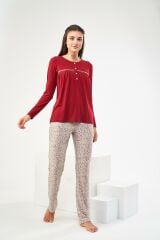 PJS 22425 Kadın Düz Dantelli Patlı Pijama Takım