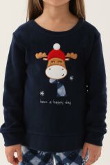 Arnetta 2661 Happy Snow Lacivert Kız Çocuk Uzun Kol Pijama Takım