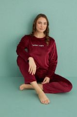 Gd Goldoremi 13166-12 Kadın Ladles Night Kadife Pijama Takım