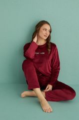Gd Goldoremi 13166-12 Kadın Ladles Night Kadife Pijama Takım