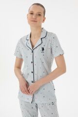 U.S. Polo Assn. Kadın Önden Düğmeli Boydan Patlı Kısa Kol Pijama Takım