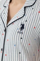 U.S. Polo Assn. Kadın Önden Düğmeli Boydan Patlı Kısa Kol Pijama Takım
