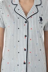 U.S. Polo Assn. Kadın Önden Düğmeli Boydan Patlı Kısa Kol Pijama Takım