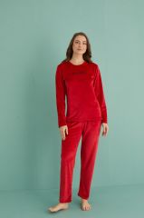 Gd Goldoremi 13166-18 Kadın Slient Night Kadife Uzun Kol Pijama Takım