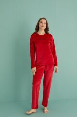 Gd Goldoremi 13166-18 Kadın Slient Night Kadife Uzun Kol Pijama Takım