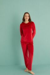 Gd Goldoremi 13166-18 Kadın Slient Night Kadife Uzun Kol Pijama Takım