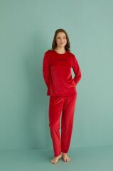 Gd Goldoremi 13166-18 Kadın Slient Night Kadife Uzun Kol Pijama Takım