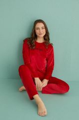 Gd Goldoremi 13166-18 Kadın Slient Night Kadife Uzun Kol Pijama Takım