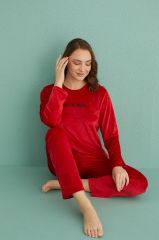 Gd Goldoremi 13166-18 Kadın Slient Night Kadife Uzun Kol Pijama Takım