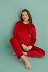 Gd Goldoremi 13166-18 Kadın Slient Night Kadife Uzun Kol Pijama Takım
