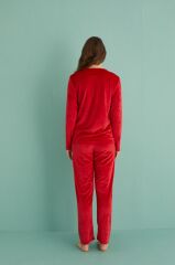 Gd Goldoremi 13166-18 Kadın Slient Night Kadife Uzun Kol Pijama Takım