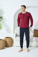Kly 9246 Erkek Yaka Reçme Düğmeli Pijama Takım