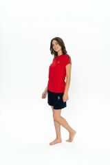 U.S. Polo Assn. 20000 Kadın Yuvarlak Yaka Şortlu Pijama Takım