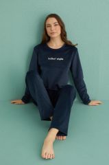 Gd Goldoremi 13166-11 Kadın Ladies Night Kadife Uzun Kol Pijama Takım