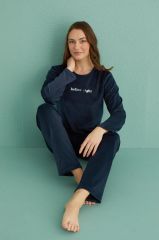 Gd Goldoremi 13166-11 Kadın Ladies Night Kadife Uzun Kol Pijama Takım