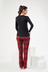 PJS 22434 Kadın Patlı Ekose Pijama Takım