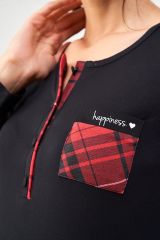 PJS 22434 Kadın Patlı Ekose Pijama Takım