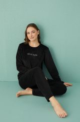 Gd Goldoremi 13166-17 Kadın Slient Night Kadife Uzun Kol Pijama Takım