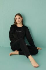 Gd Goldoremi 13166-17 Kadın Slient Night Kadife Uzun Kol Pijama Takım
