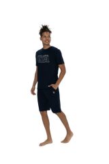 U.S. Polo Assn. 18903 Erkek Bisiklet Yaka Kısa Kol 3'lü Şortlu-Uzun Pijama Takım
