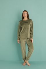 Gd Goldoremi 13165-11 Kadın Automn Vibes Kadife Manşetli Pijama Takım