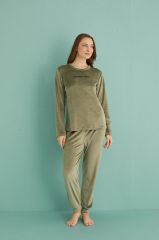 Gd Goldoremi 13165-11 Kadın Automn Vibes Kadife Manşetli Pijama Takım