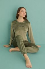 Gd Goldoremi 13165-11 Kadın Automn Vibes Kadife Manşetli Pijama Takım