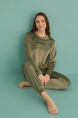 Gd Goldoremi 13165-11 Kadın Automn Vibes Kadife Manşetli Pijama Takım
